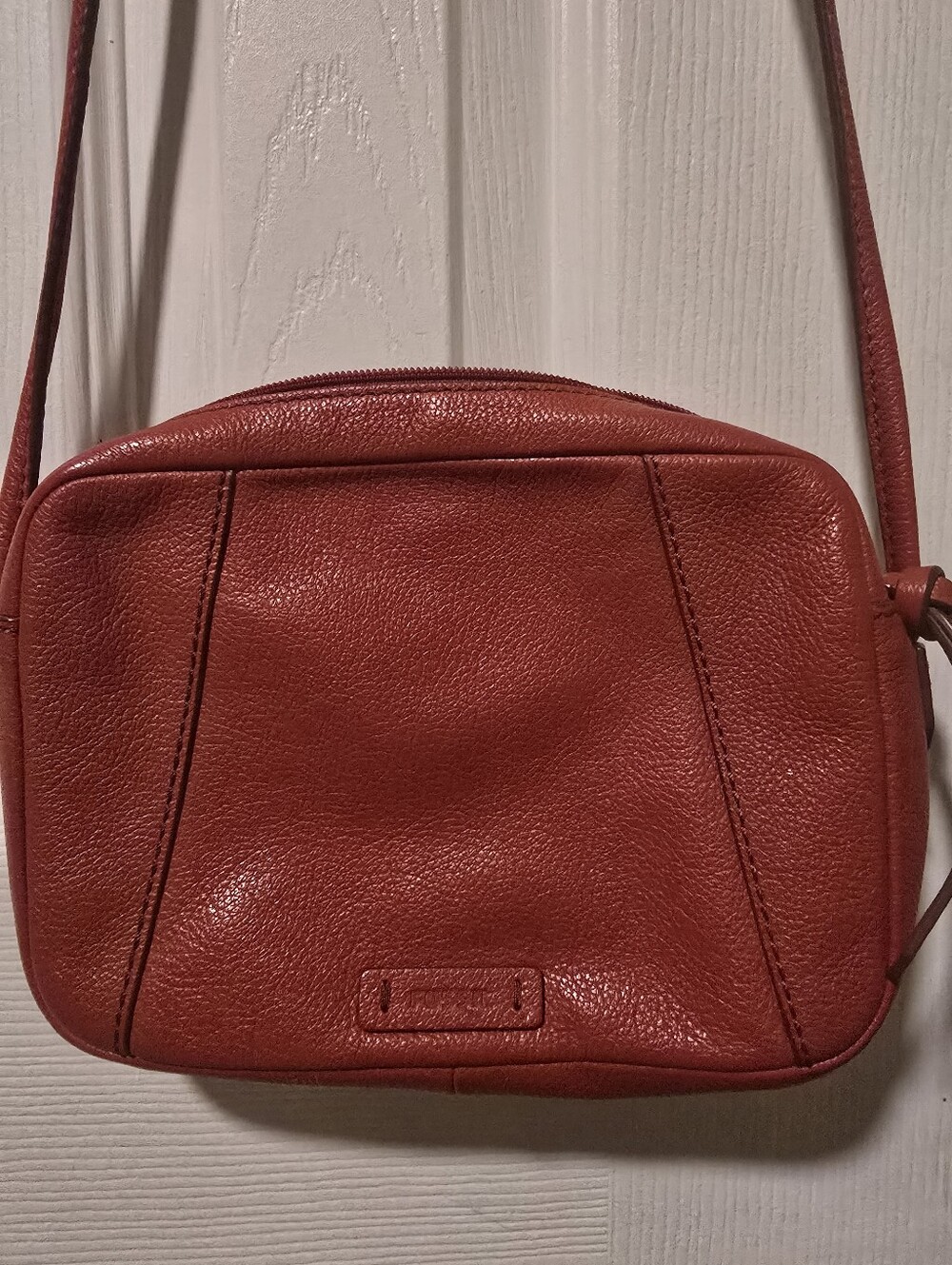 FOSSIL Minimalist Red Leather Crossbody Bag with Adjustable Strap